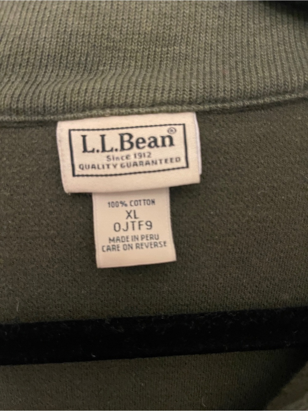 L.L. Bean Men’s Olive Zip Mock-Neck Sweater - Picture 2 of 3